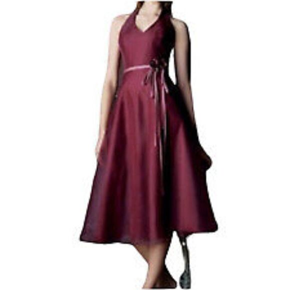 David's Bridal Chamber Halter full Tulle midi skirt bridesmaid dress, size 18 - Picture 1 of 6